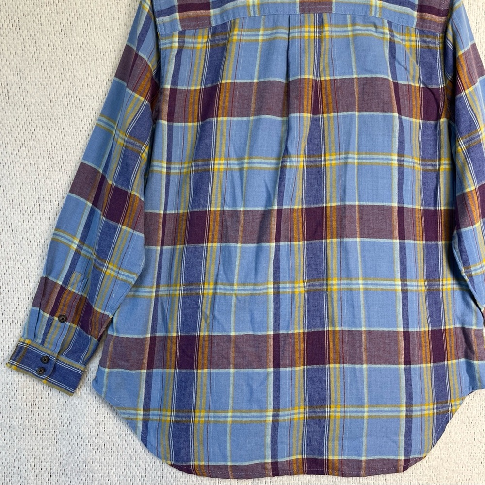 Toad Co Re Form Flannel Shirt Womens XL Blue Brown Plaid Button Down Casual Top - Picture 13 of 16